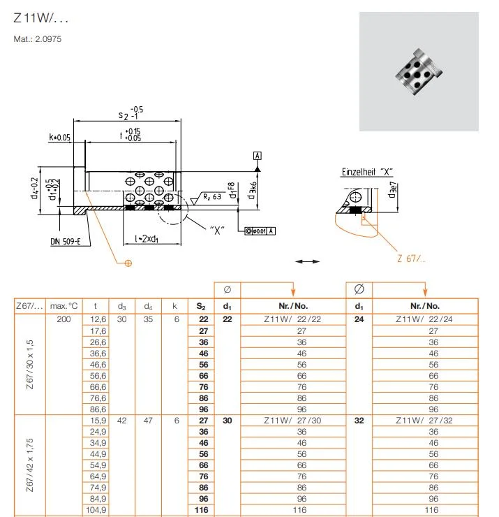 Hasco Standard Flange Bronze Bushing with Graphite Plugs Oilless Bearing Machinery Part